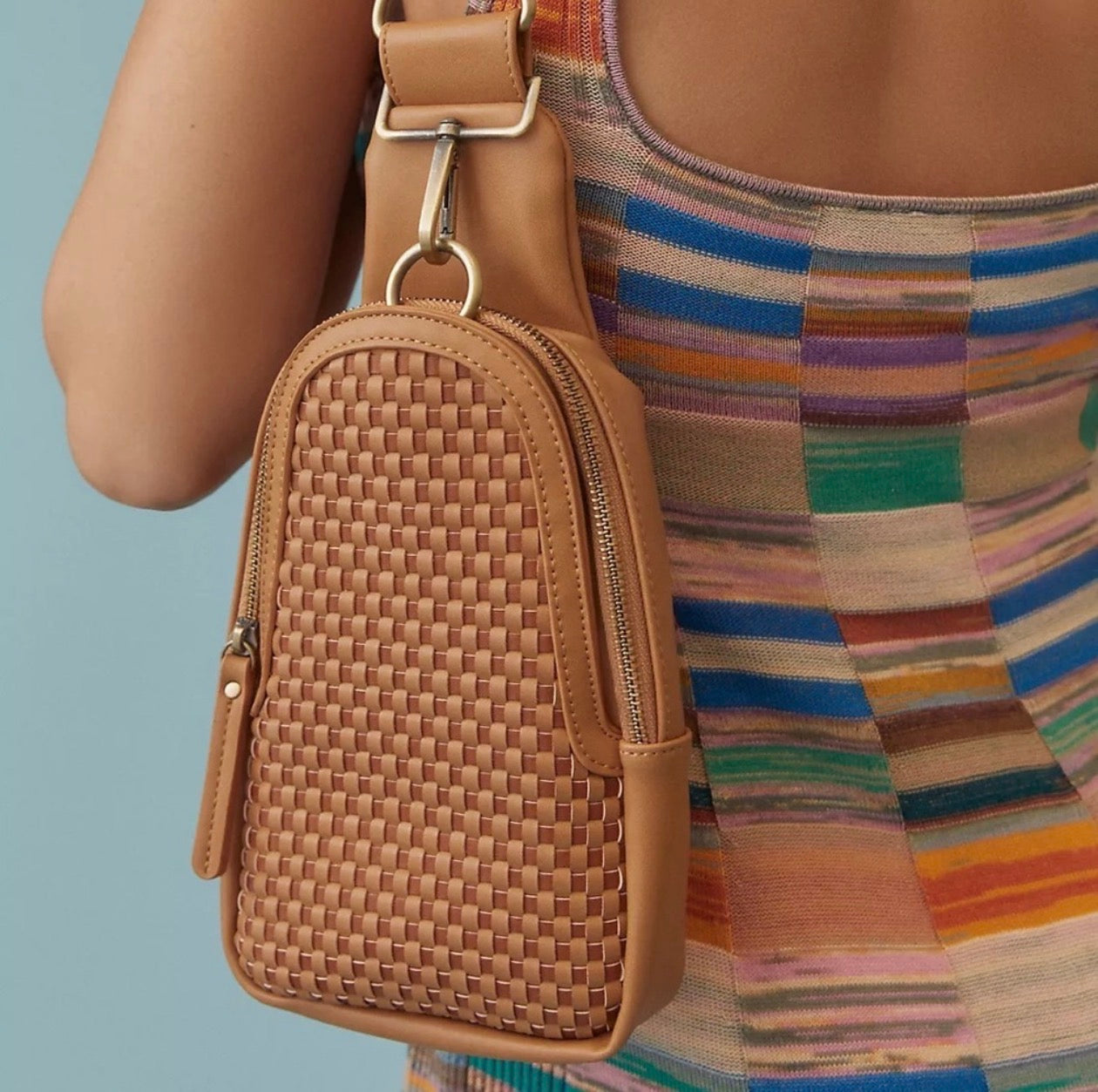 #79 | Anthropologie  Vegan Leather Woven Crossbody Bag