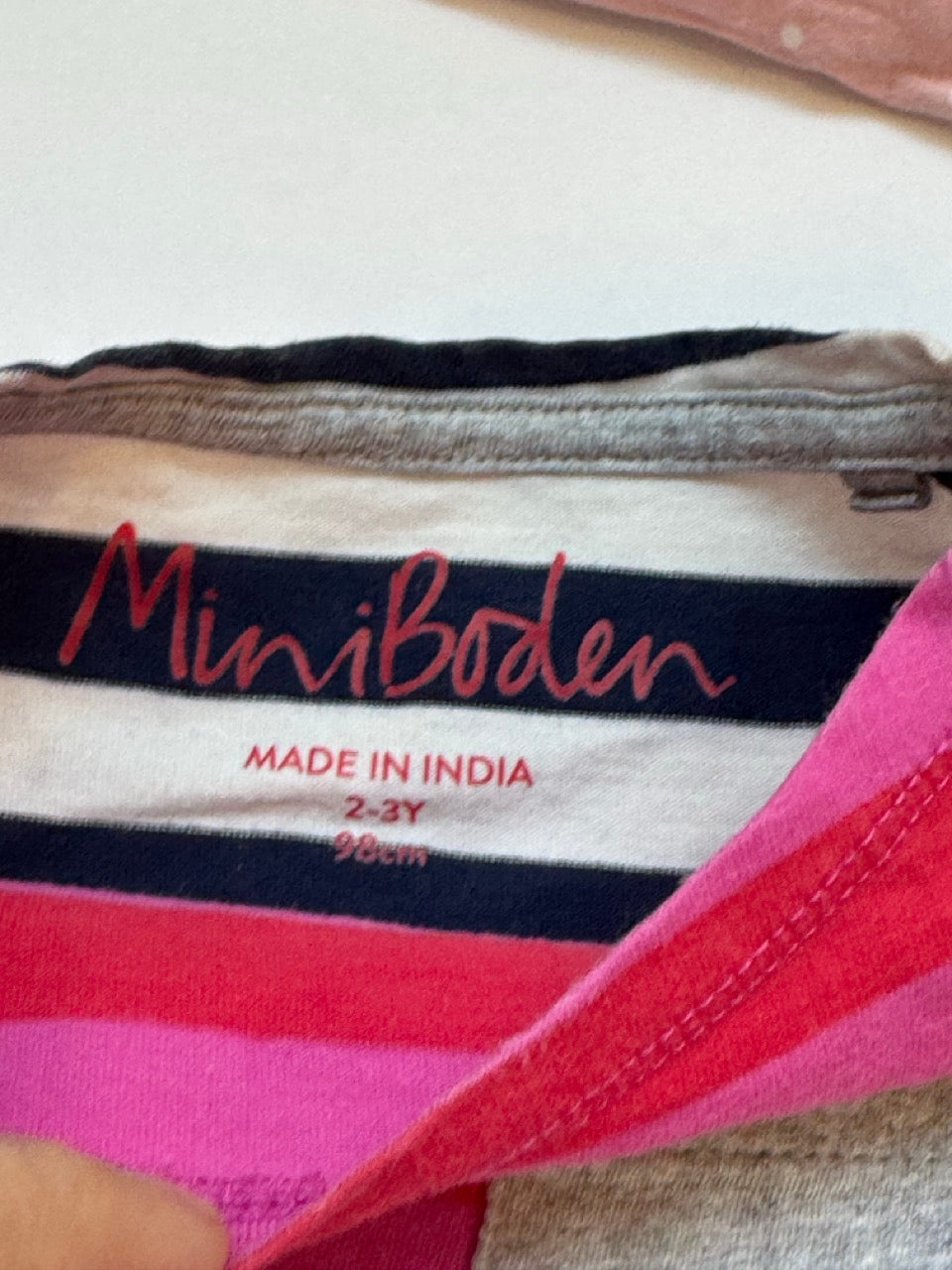 #82 Mini Boden Shirt Bundle Pink Ruffles & Colorful Stripes Girls Size 2-3T