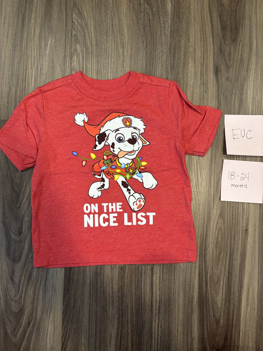 #138 - 18-24 Mo Paw Patrol On the Nice List Shirt