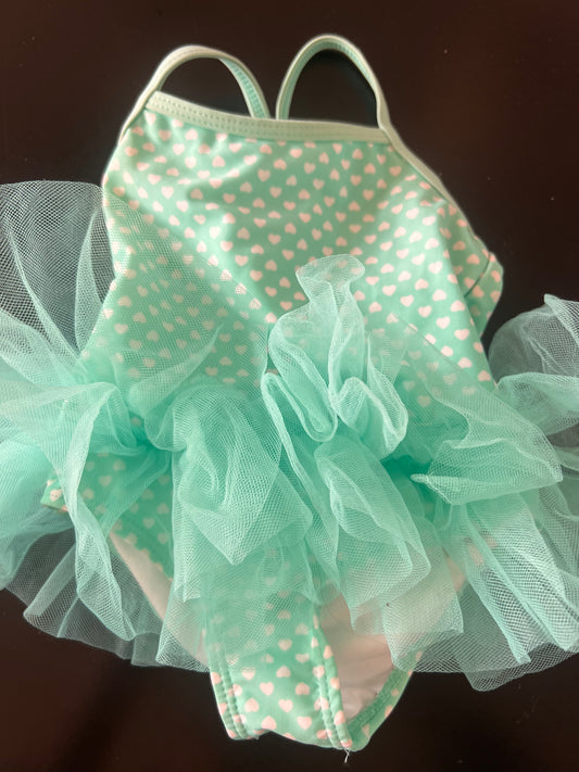 12 mo ocean pacific teal heart with tutu suit