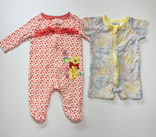 Seller 189 Girls 0-3m Disney Winnie the Pooh Pajamas Bundle (2) EUC