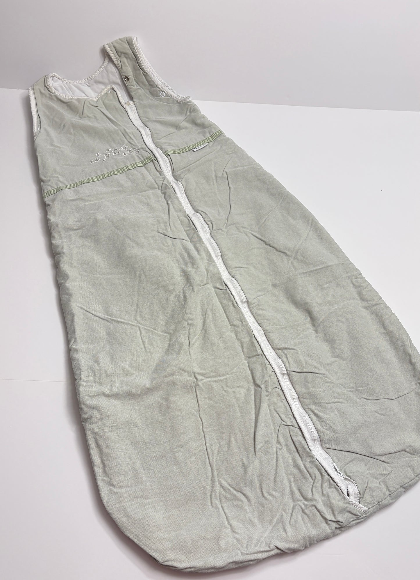 #121 Baby in a Bag medium weight cotton green sleep sack size large, VGUC