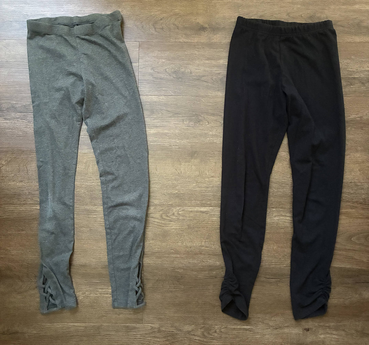 #126 2 Pairs Old Navy Dark Gray & Black Leggings Girls L 10/12