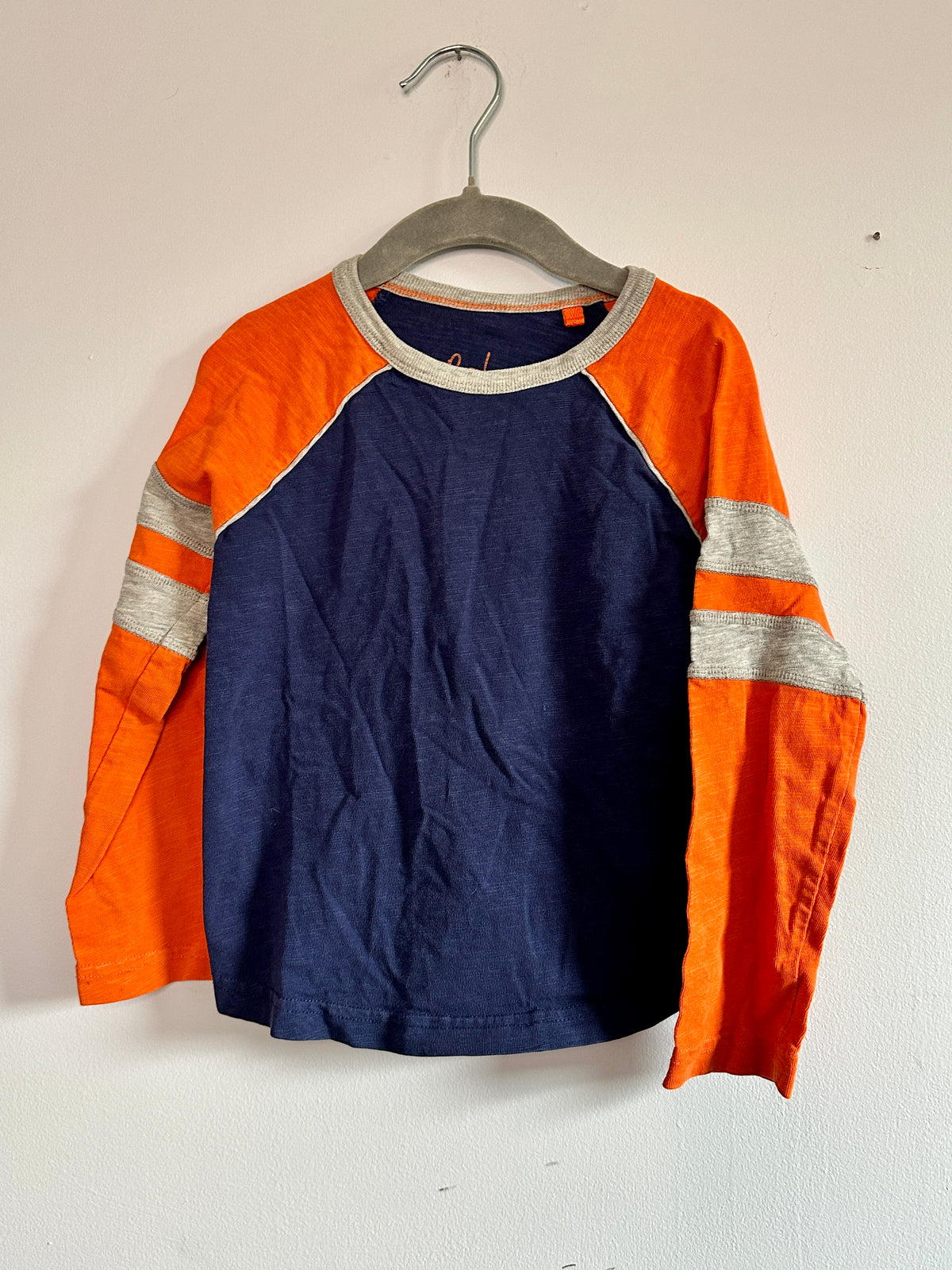 #48 Mini Boden Navy & Orange LS Shirt Boys 4/5