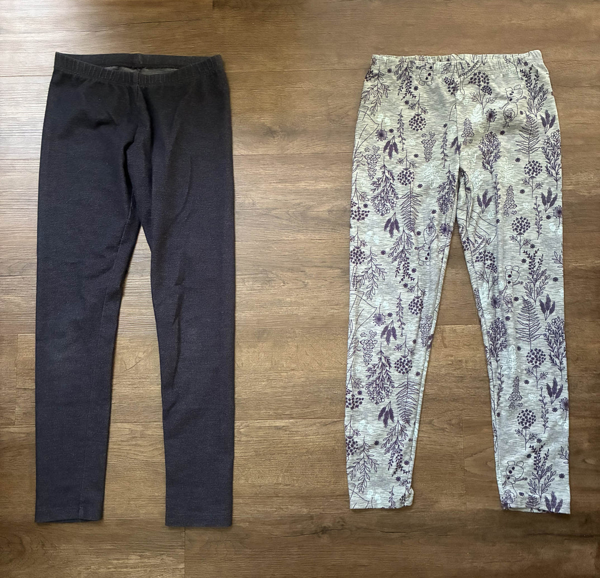 #126 2 Pairs Leggings Cat & Jack Denim Look & Gray Disney Frozen Girls L 10/12