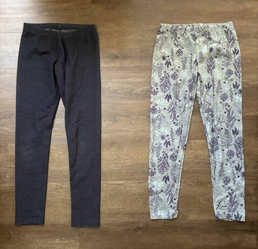 #126 2 Pairs Leggings Cat & Jack Denim Look & Gray Disney Frozen Girls L 10/12