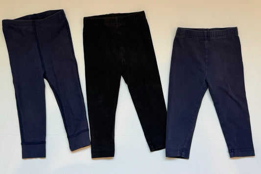#82 Hanna Andersson Legging Bundle (2 Navy Blue, 1 Black) Girls Size 2T