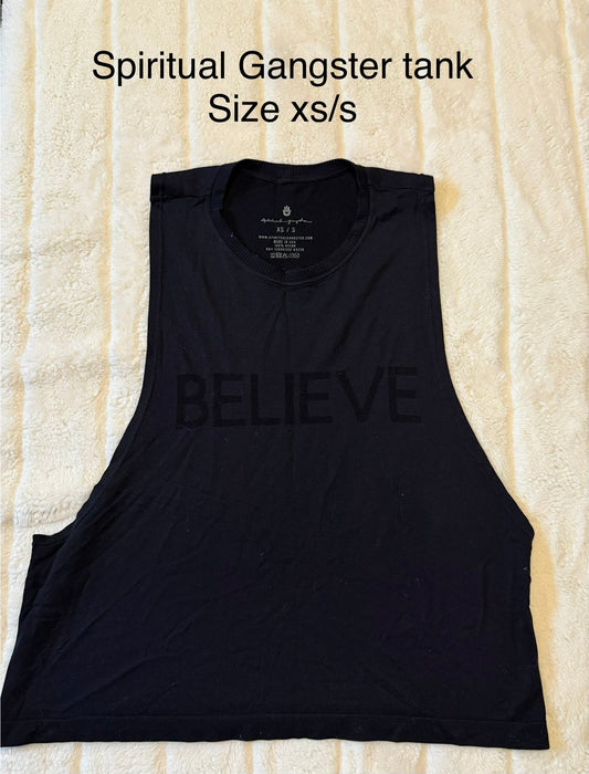 #56 REDUCED spiritual gangster black tank women’s xs/s