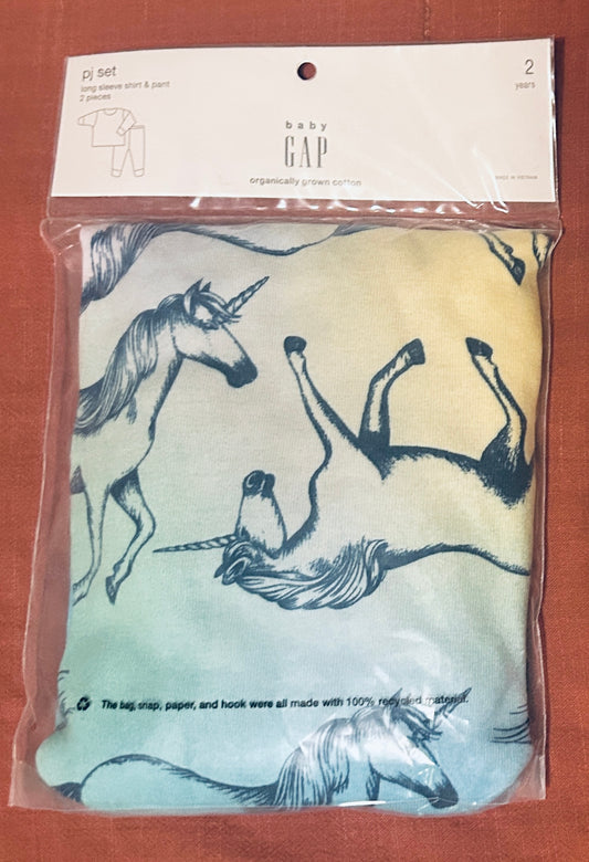 #15 Gap 2t Organic Cotton Pastel Unicorn Pajamas NWT