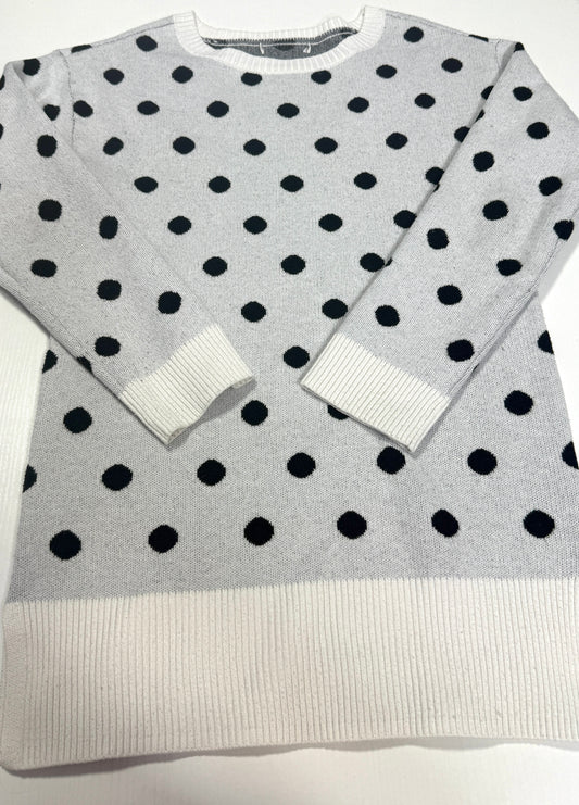 155 Girls Tunic Sweater Black/White Dots EUC - fits like a Large (tags cut out)