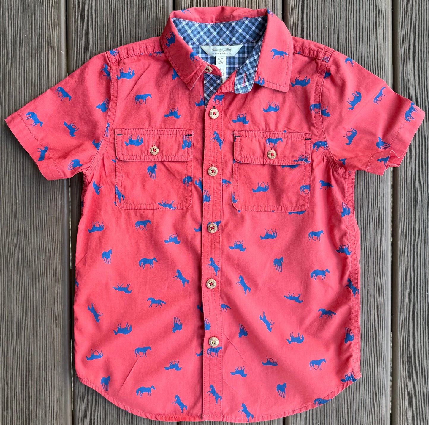 #28 REDUCED Matilda Jane Boys Horse Button Down Size 6
