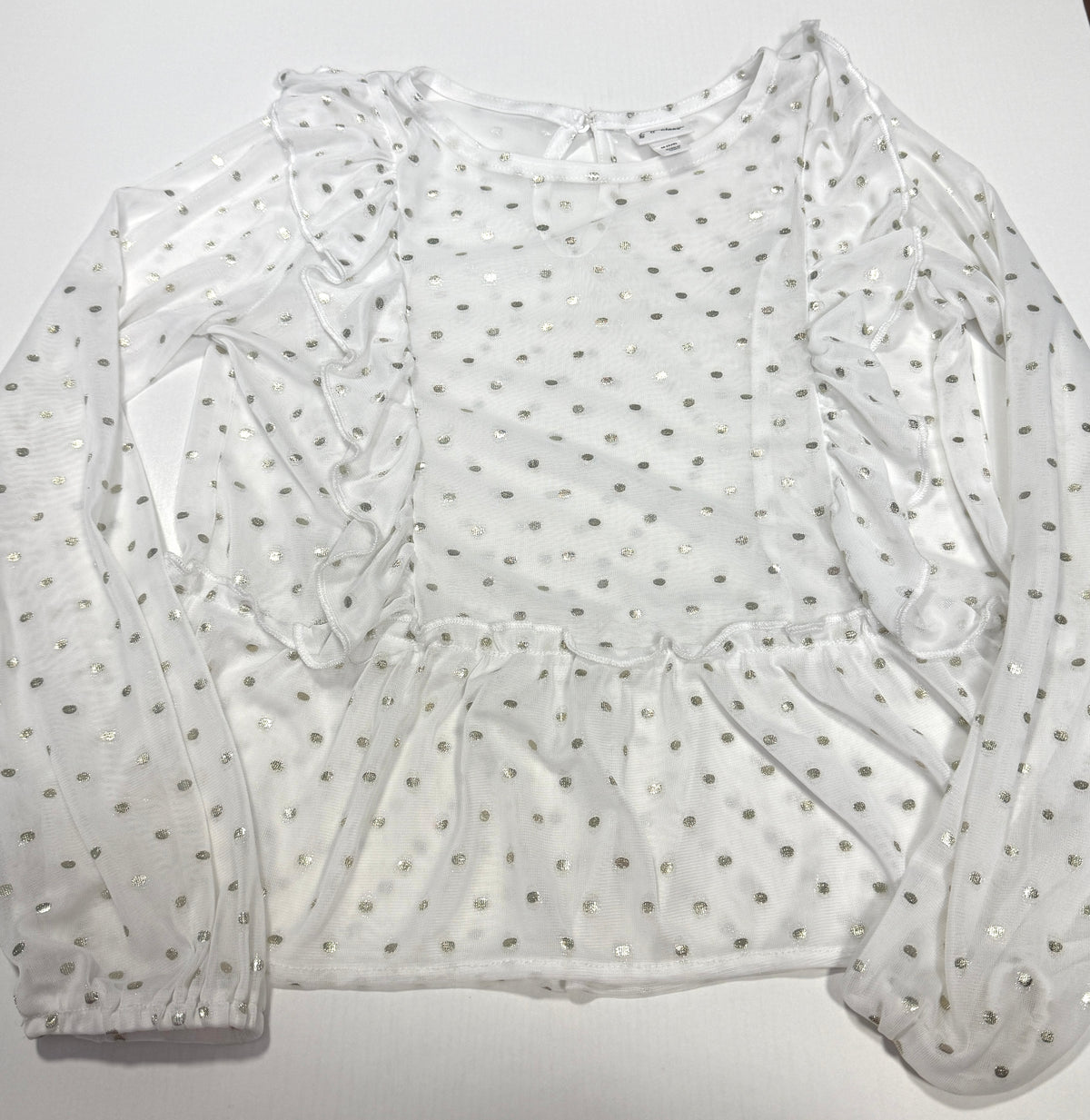 155 Girls Art Class Size M Sheet Dress Top with Metalic Dots EUC