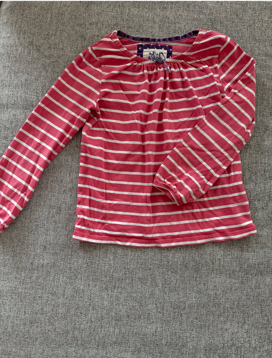 REDUCED # 92 girls Boden 3/4 t pink stripe lightweight top