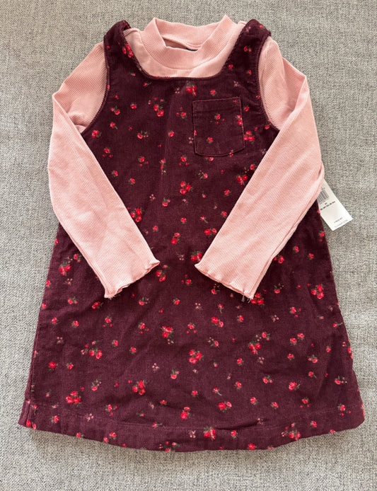 REDUCED # 92 girls 3 t NWT old navy pink maroon flower jumper dress and top set