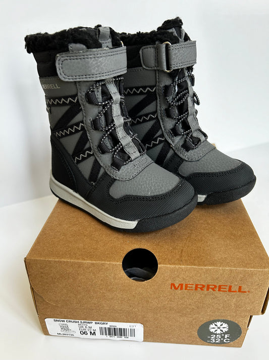 #98A - NWT Size 6c Boys Merrell Gray Snow Boots