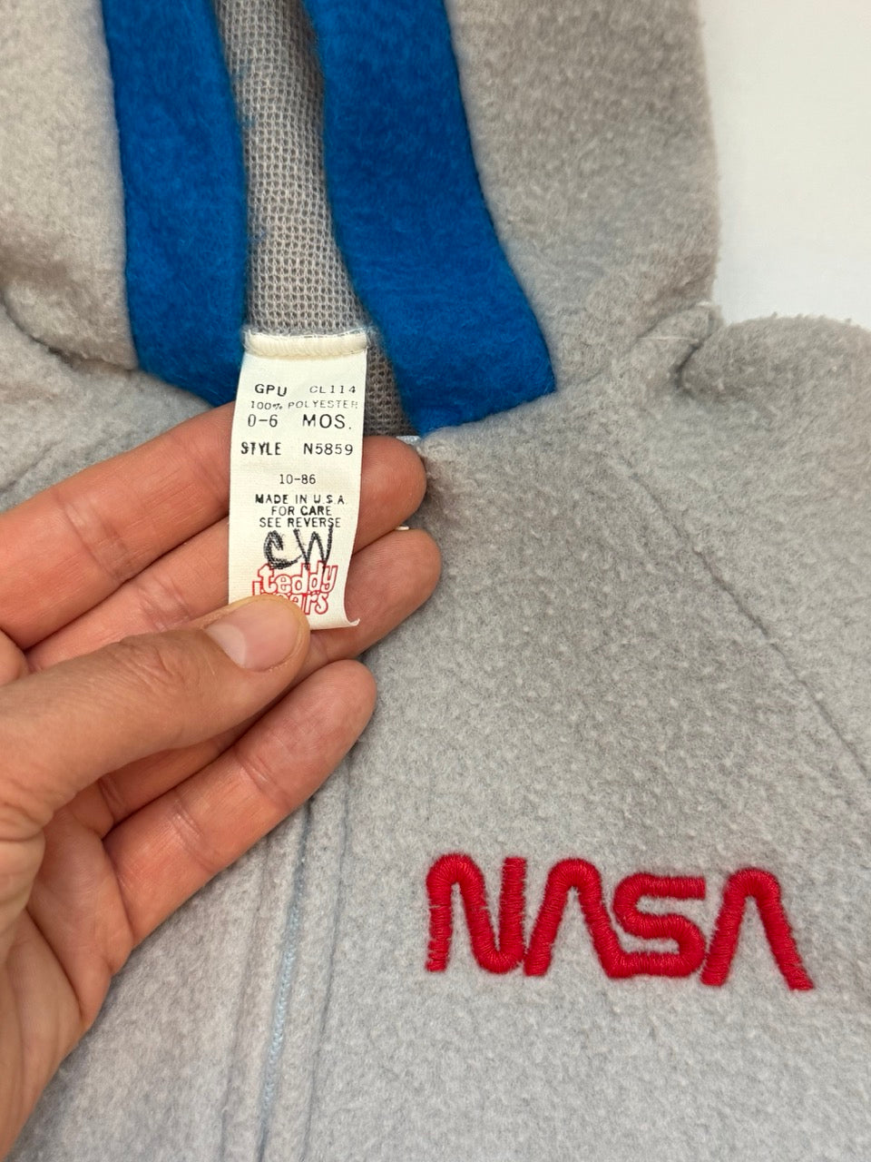#82 Vintage 1980s Teddy Bears NASA Fleece Bunting Size 0-6M