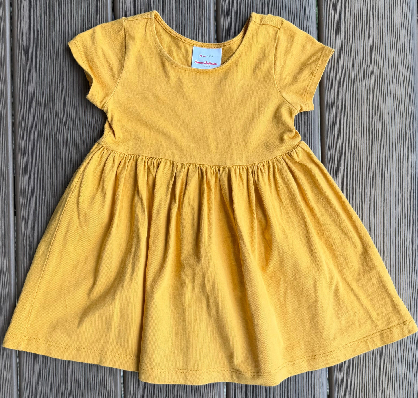 #28 REDUCED Hanna Andersson Girls Mustard Yellow Dress Size 3