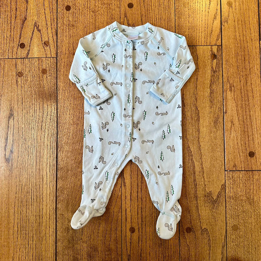 #95 EUC Hanna Andersson Squirrel Baby Sleeper, size 3-6 months