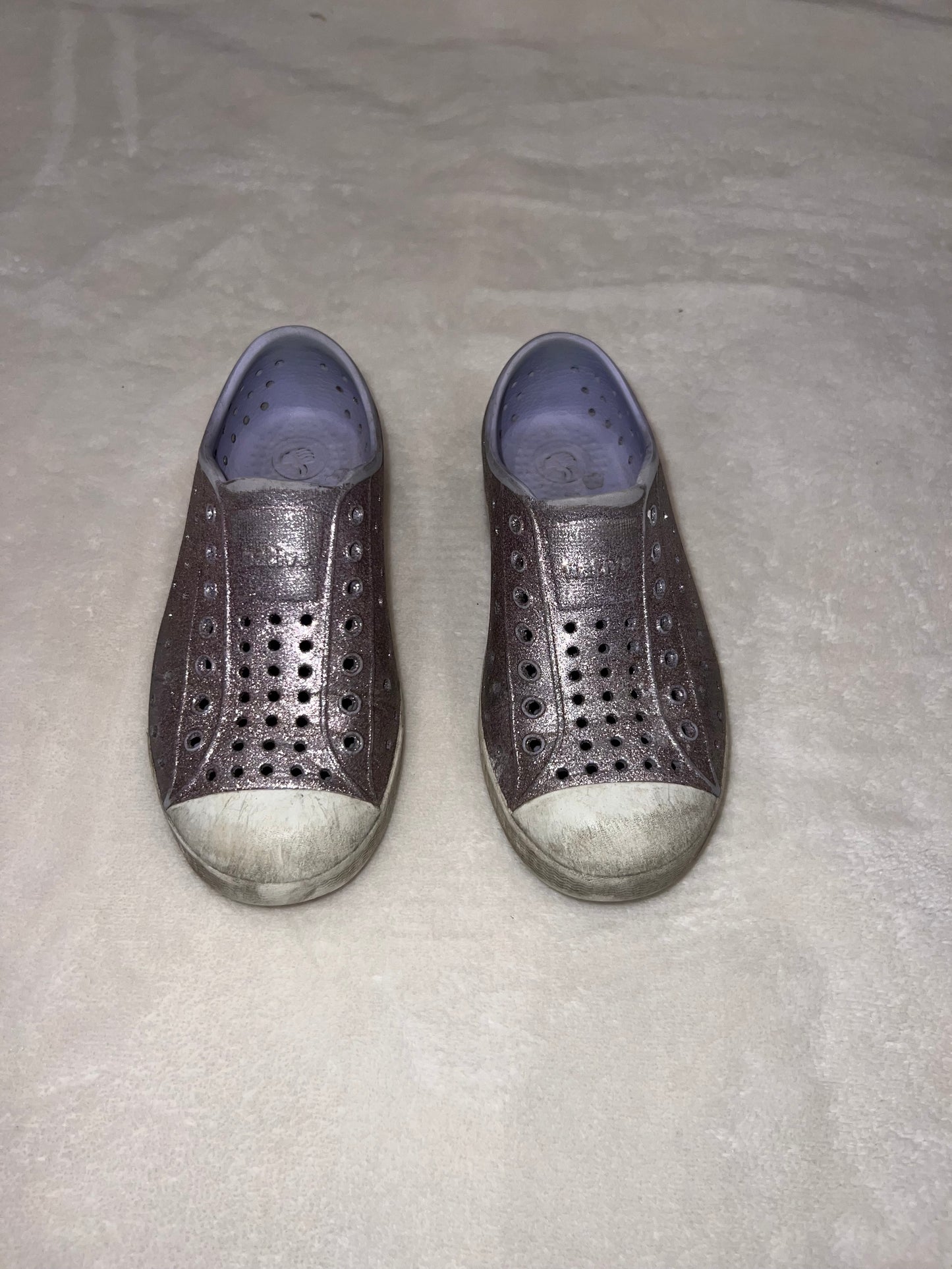 #92A Size 12 girls natives sparkle used condition but lots of life left