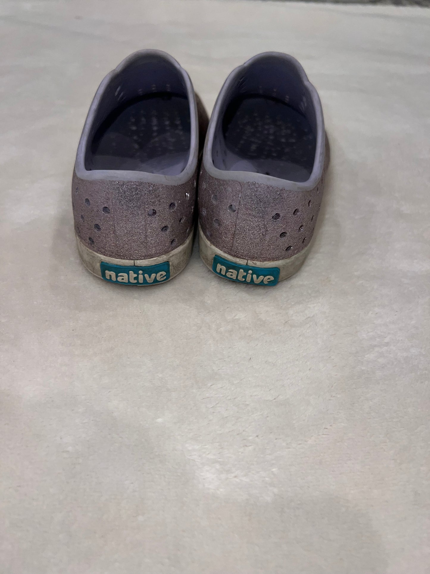 #92A Size 12 girls natives sparkle used condition but lots of life left