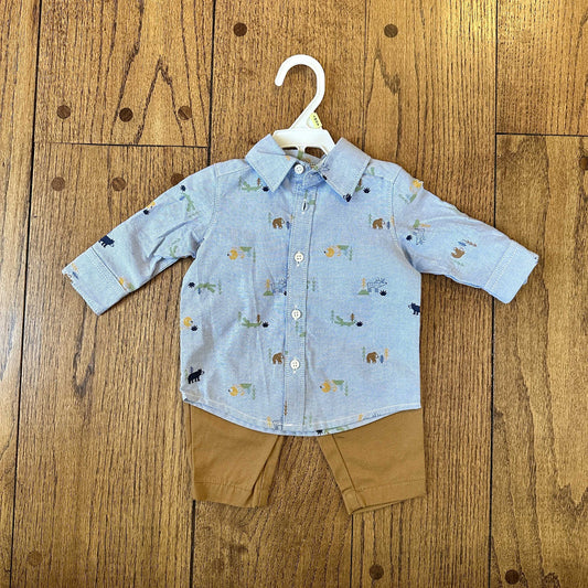 #95 NEW Boys Carters Woodland Animals Dress Outfit, size 3 months