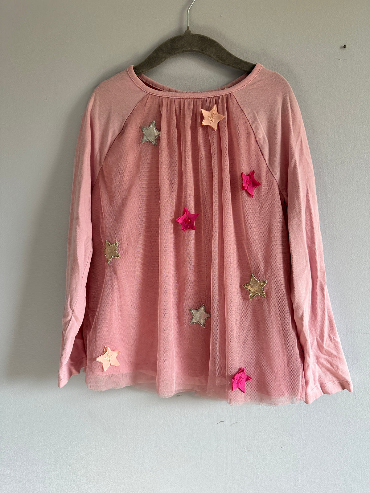 #48 Mini Boden Pink Star Shirt 6/7