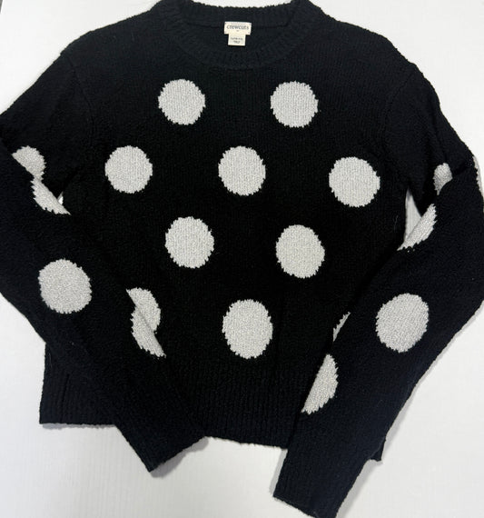 155 Girls Crewcuts Size Large 10-11 Black Sweater wtih White  Polka Dots NWOT