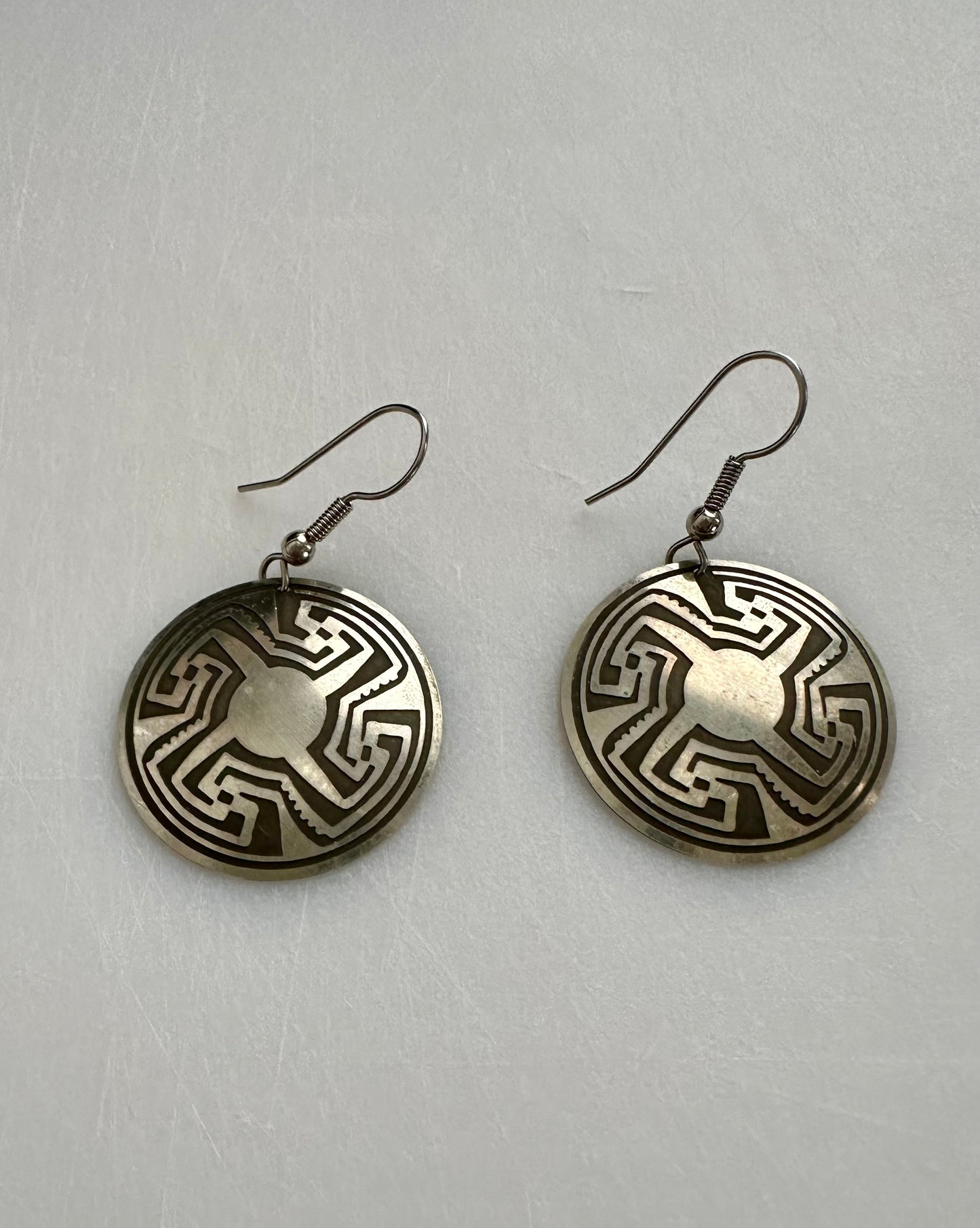 Silver Pattern Drop Earrings