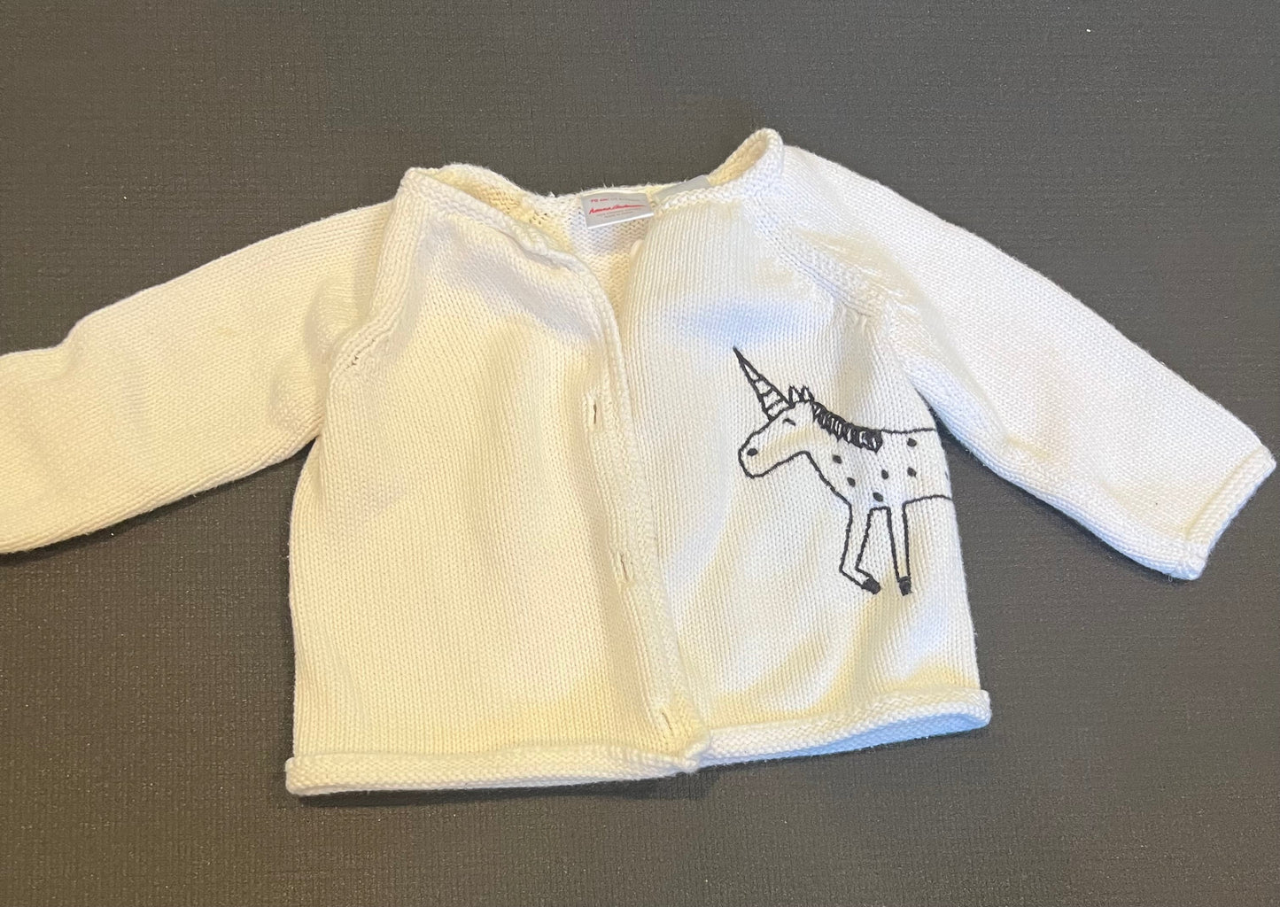 Hanna Andersson Unicorn Cardigan 6-12mo EUC Girl