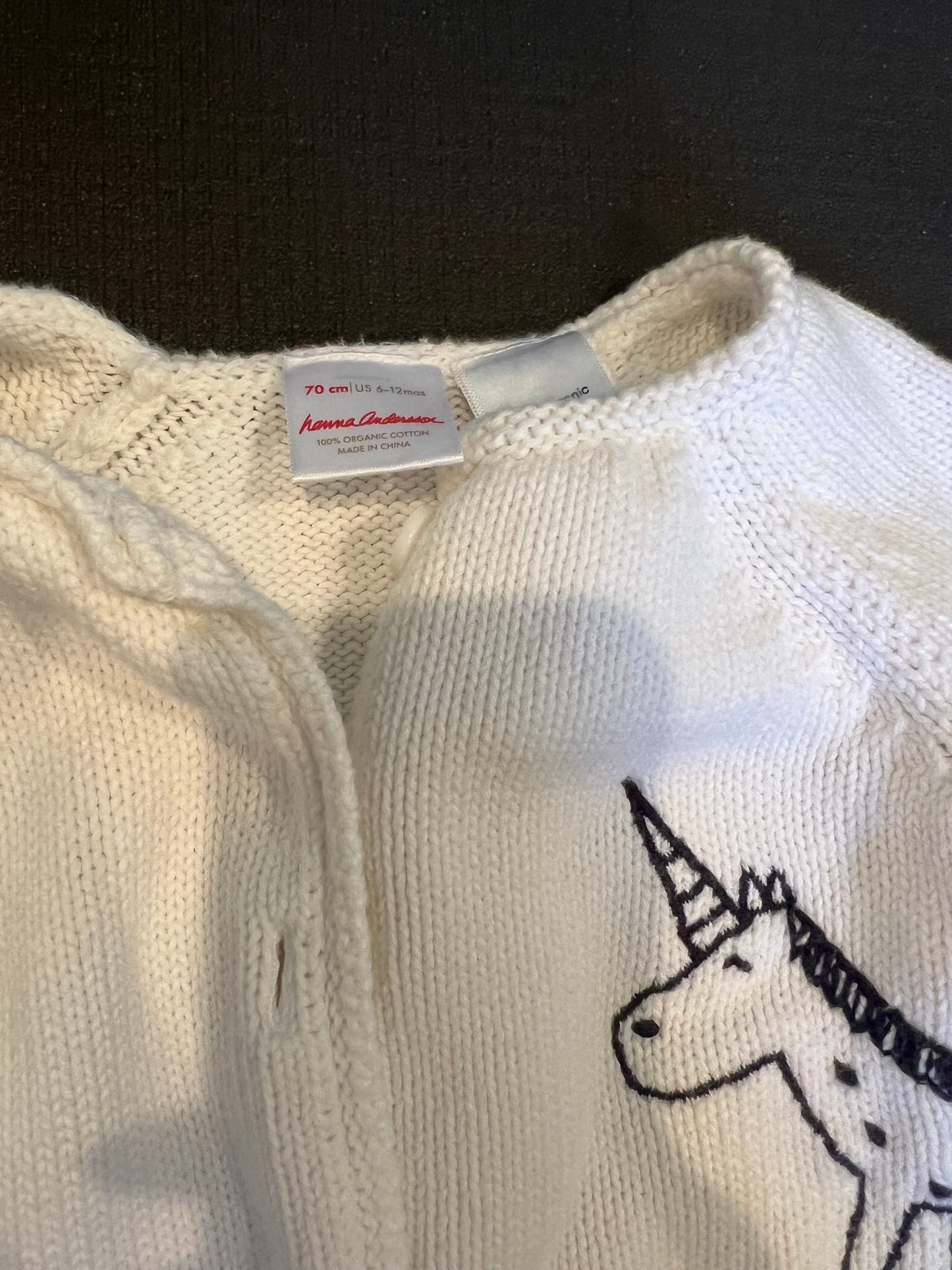 Hanna Andersson Unicorn Cardigan 6-12mo EUC Girl