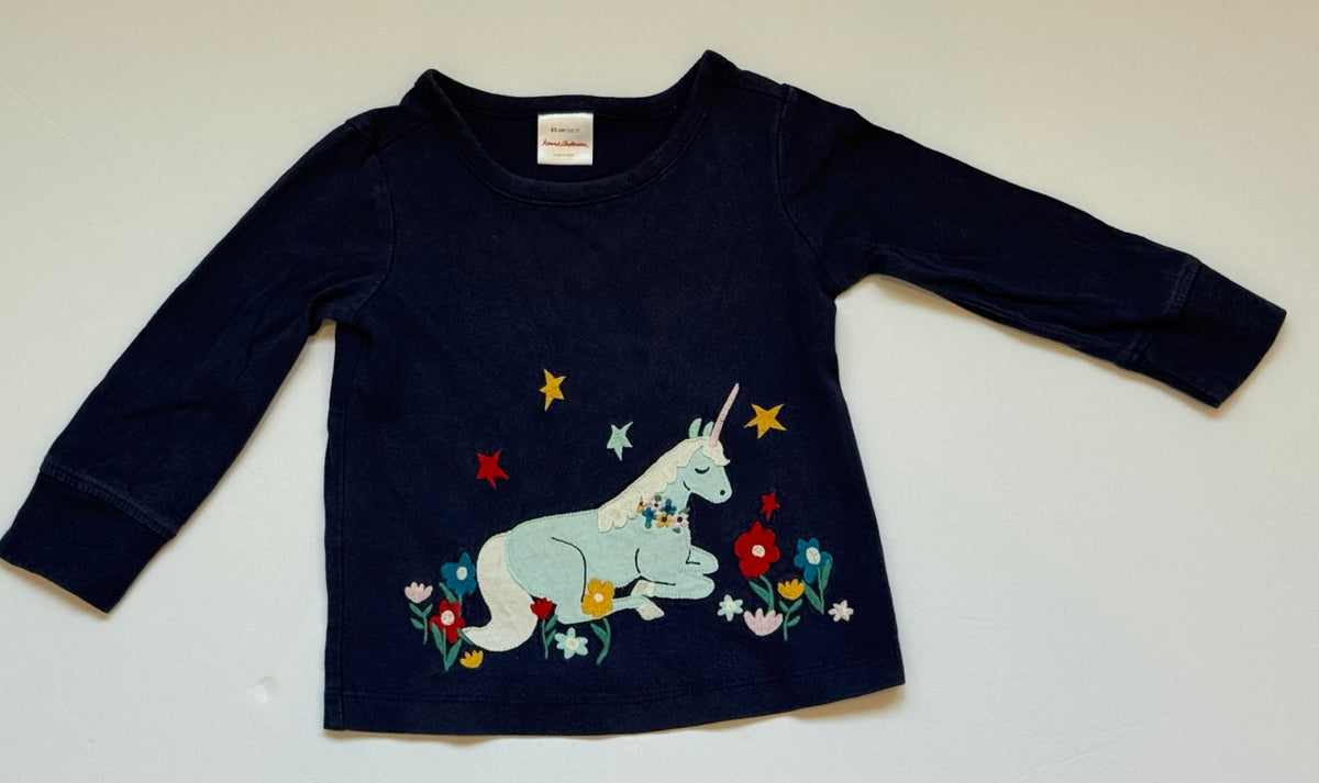 #82 Hanna Andersson Unicorn Appliqué Tee Girls Size 2T