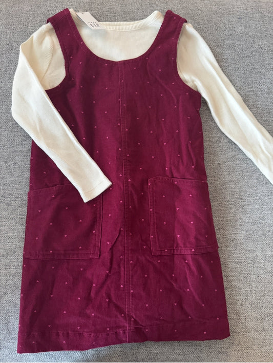 REDUCED # 92 girls GAP 4 t maroon jumper dress with white top