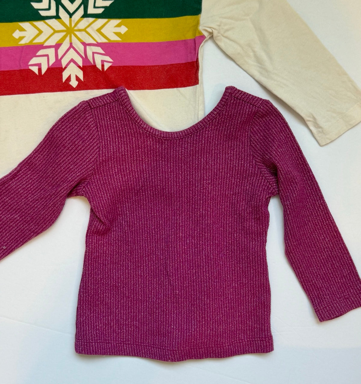 #82 Hanna Andersson Snowflake and Pink Sparkles Shirt Bundle Girls Size 2T