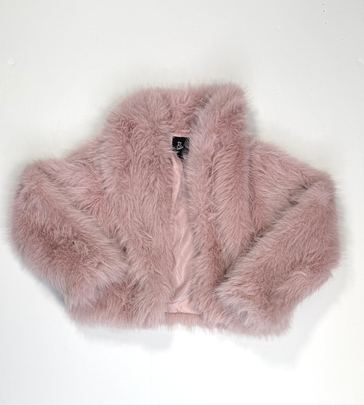 155 Girls Art Class Size Large Faux Fur Mauve Crop Jacket EUC