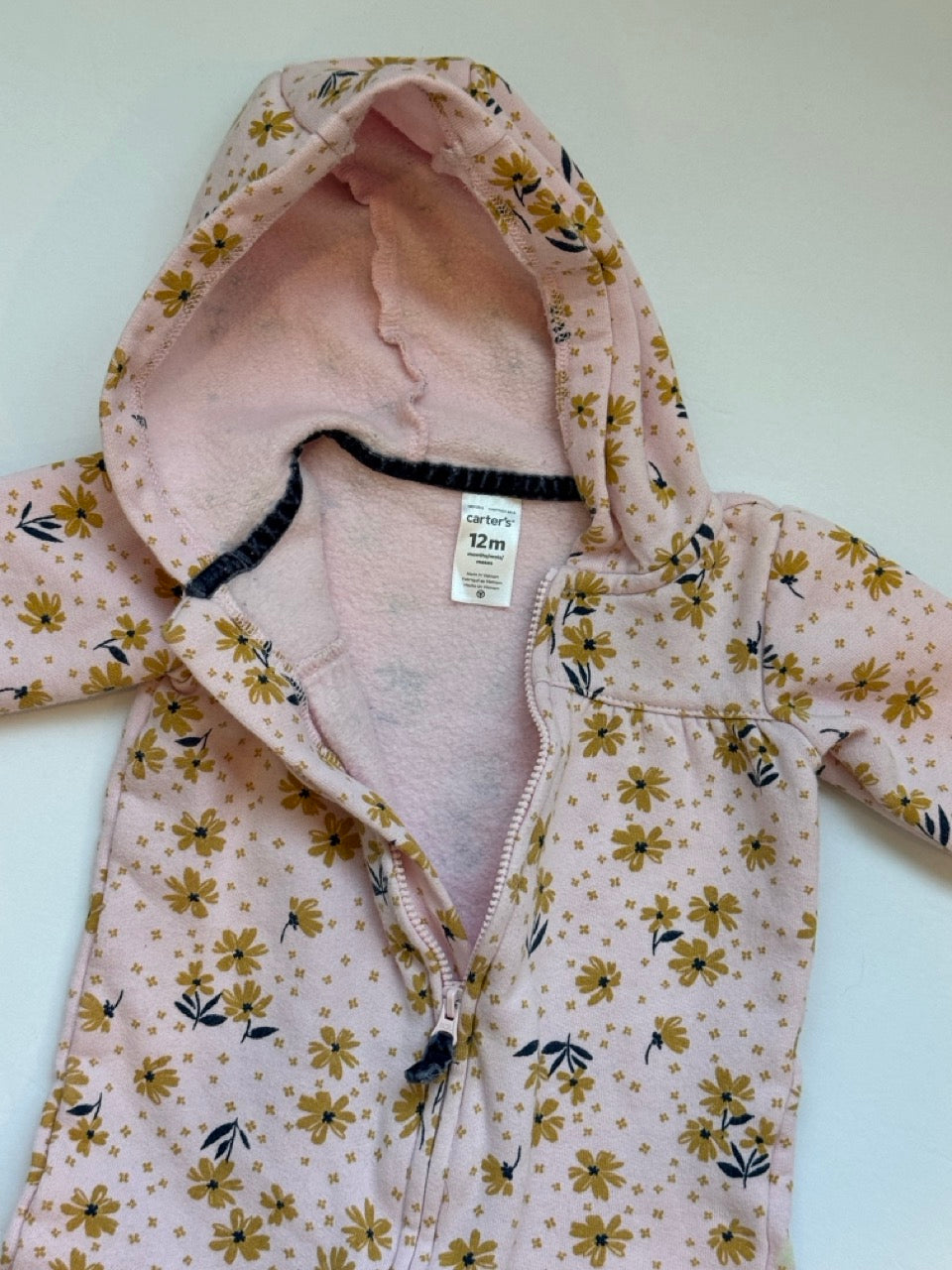 #82 Carter's Pink Fleece Jumpsuit Girls Size 12m