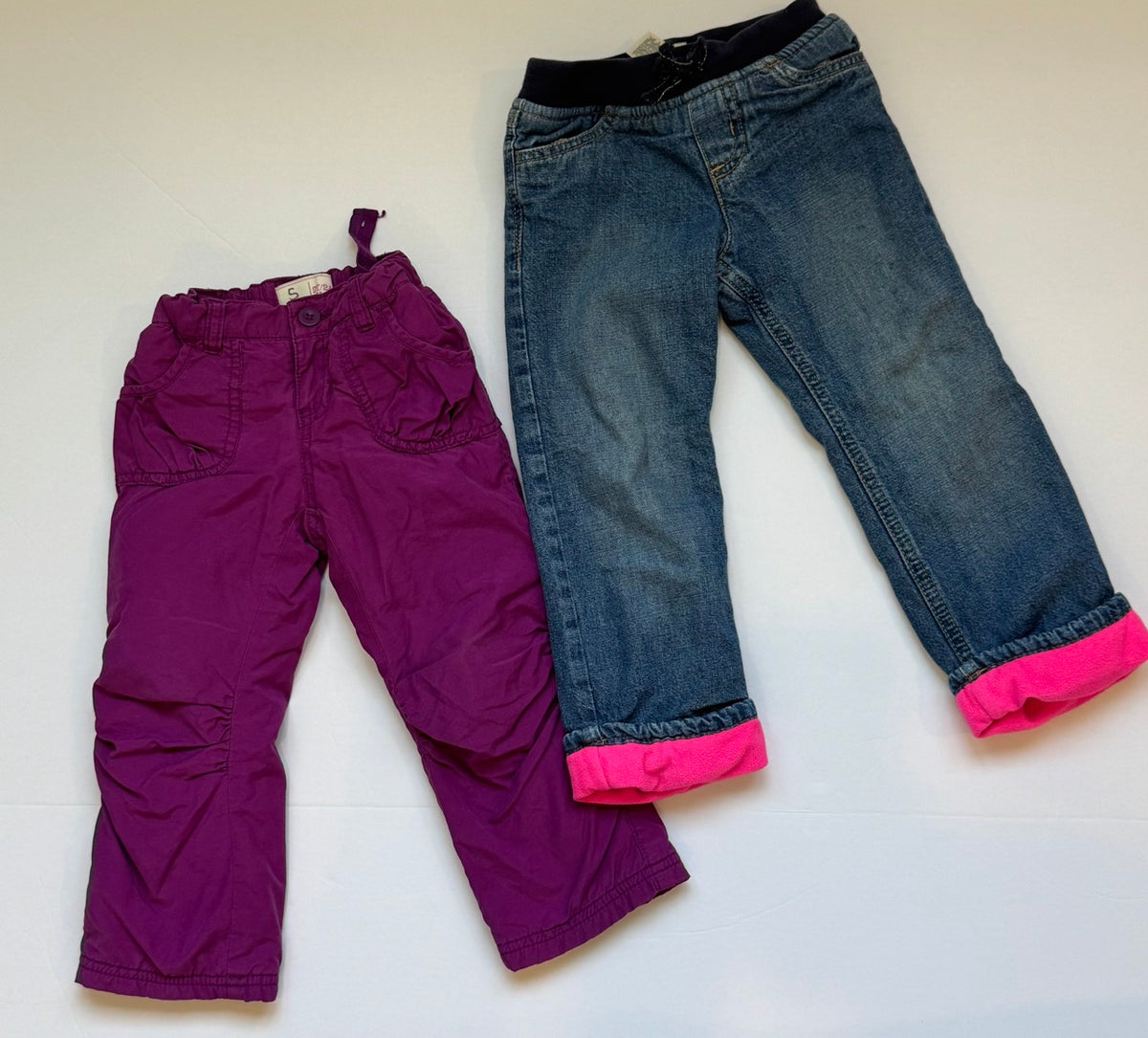 #82 OshKosh & Old Navy Fleece Lined Pants Bundle Girls Size 2T