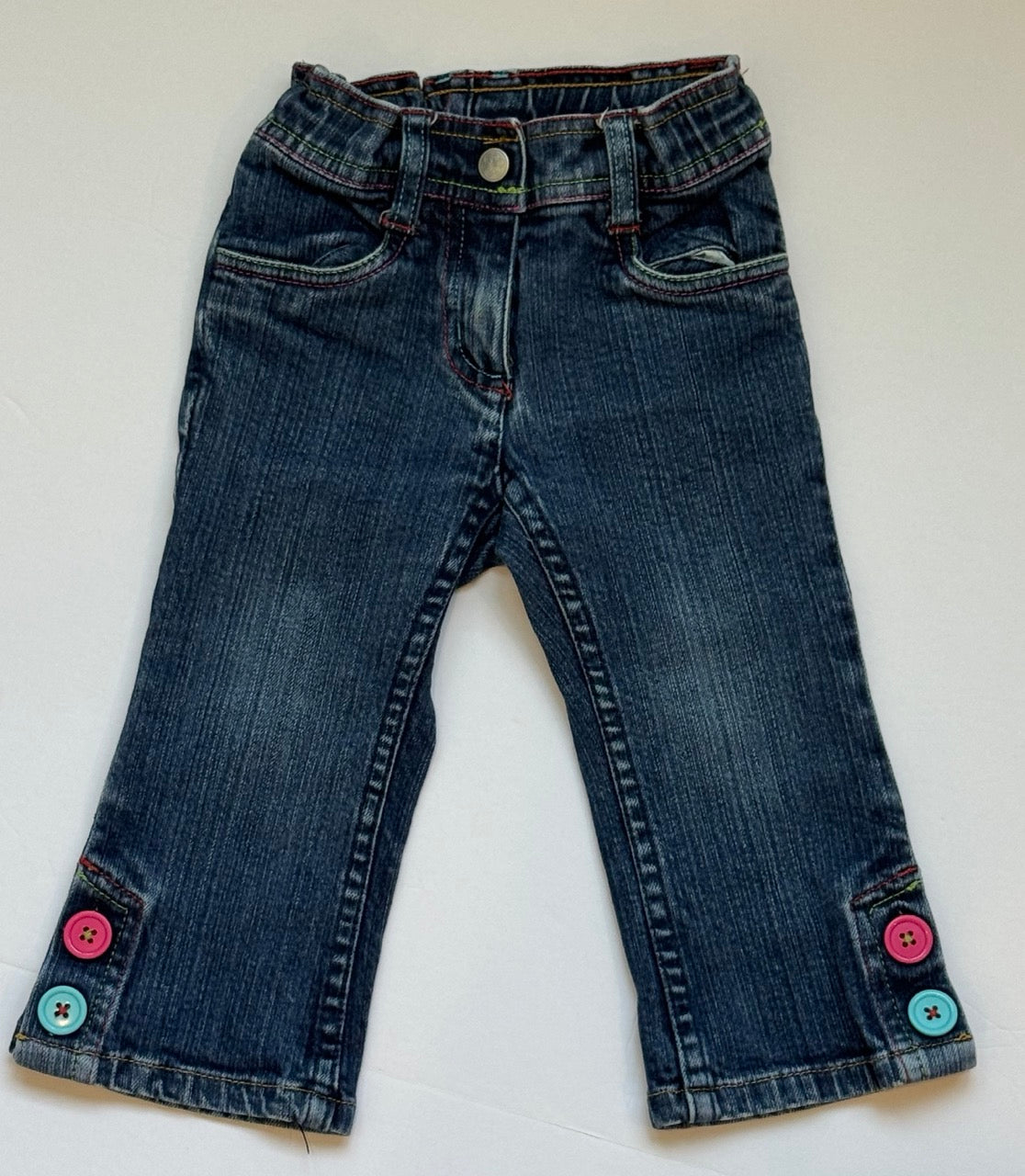 #82 Hanna Andersson Button Jeans Girls Size 18-24m