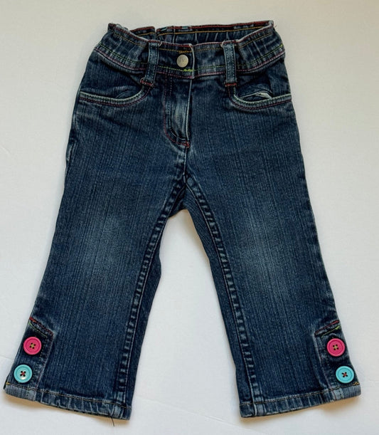 #82 Hanna Andersson Button Jeans Girls Size 18-24m