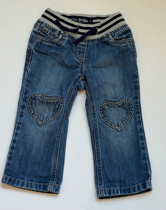 #82 Baby Boden Heart Knees Jeans Girls Size 2T