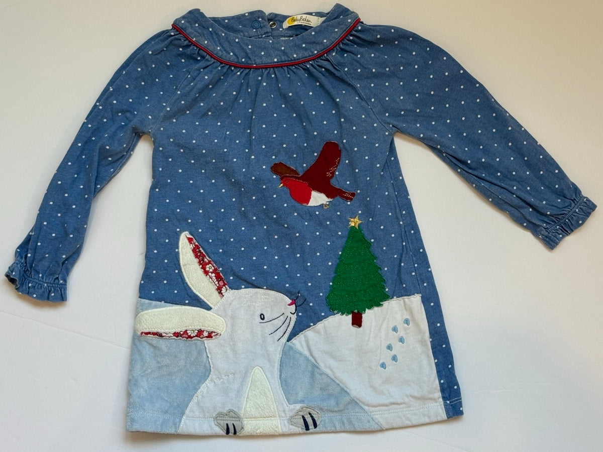 #82 Baby Boden Winter Scene Dress Girls Size 2T