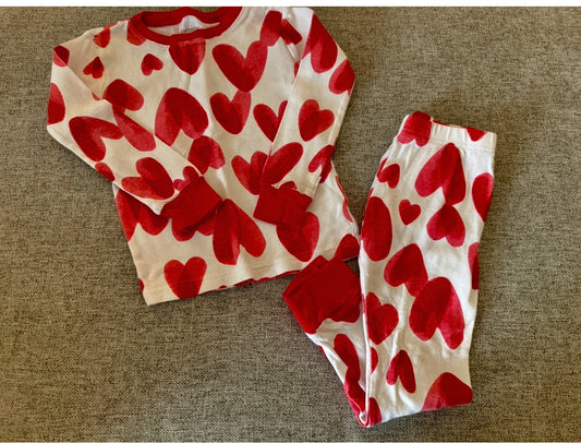 # 92 girls Carters heart  4 t pajamas set. Worn once