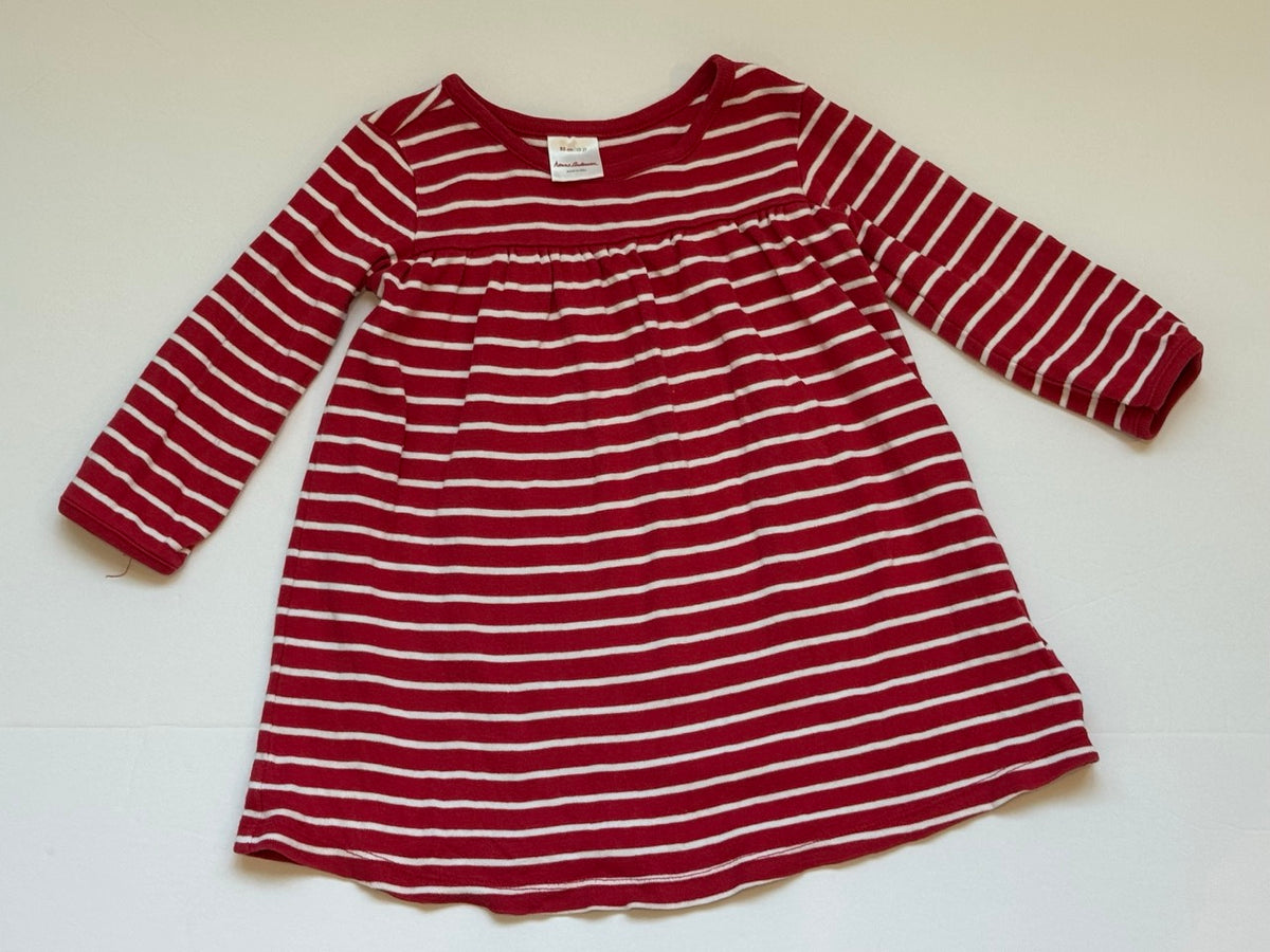 #82 Hanna Andersson Red & White Stripe Dress Girls Size 2T (85cm)