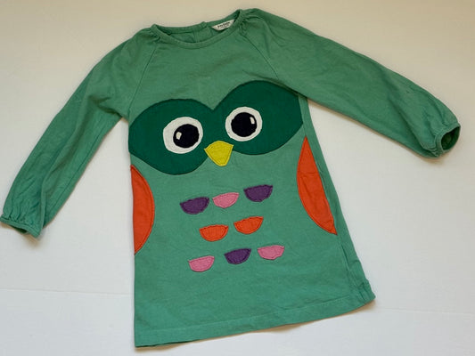#82 Baby Boden Appliqué Owl Face Dress Girls Size 2-3T