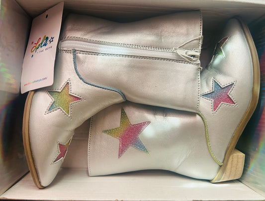 #15 *Reduced* Lola and The Boys 9.5c (26) Silver Glitter Cowboy Boots NIB
