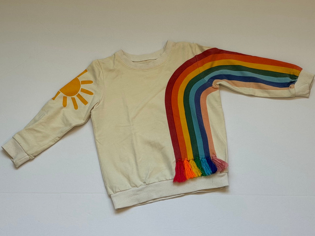 #82 Dubasam Long Sleeve Tassel Rainbow Sweatshirt Girls Size 2T