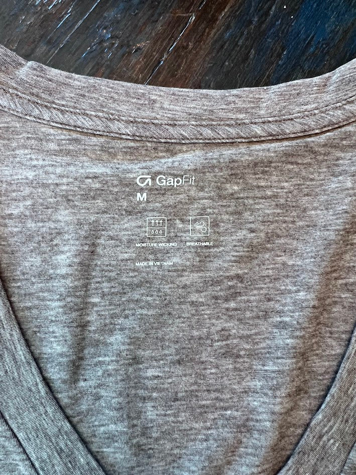 Seller # 94: NWT Women's GapFit V-Neck Shirt, Grey Size M