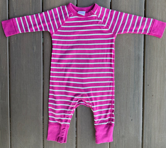 #28 REDUCED Hanna Andersson Hot Pink Stripe Onesie Size 12-18 m