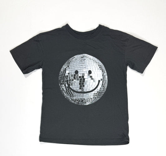 155 Girls Cat and Jack Size L Disco Ball Smiley T-shirt EUC (Grey, not black)