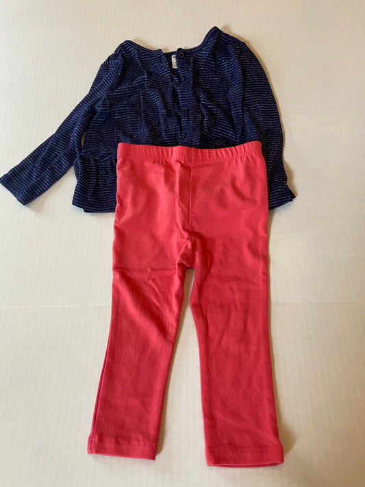 Girls 18-24 mos Old Navy navy shirt & 18 mos pink pants outfit