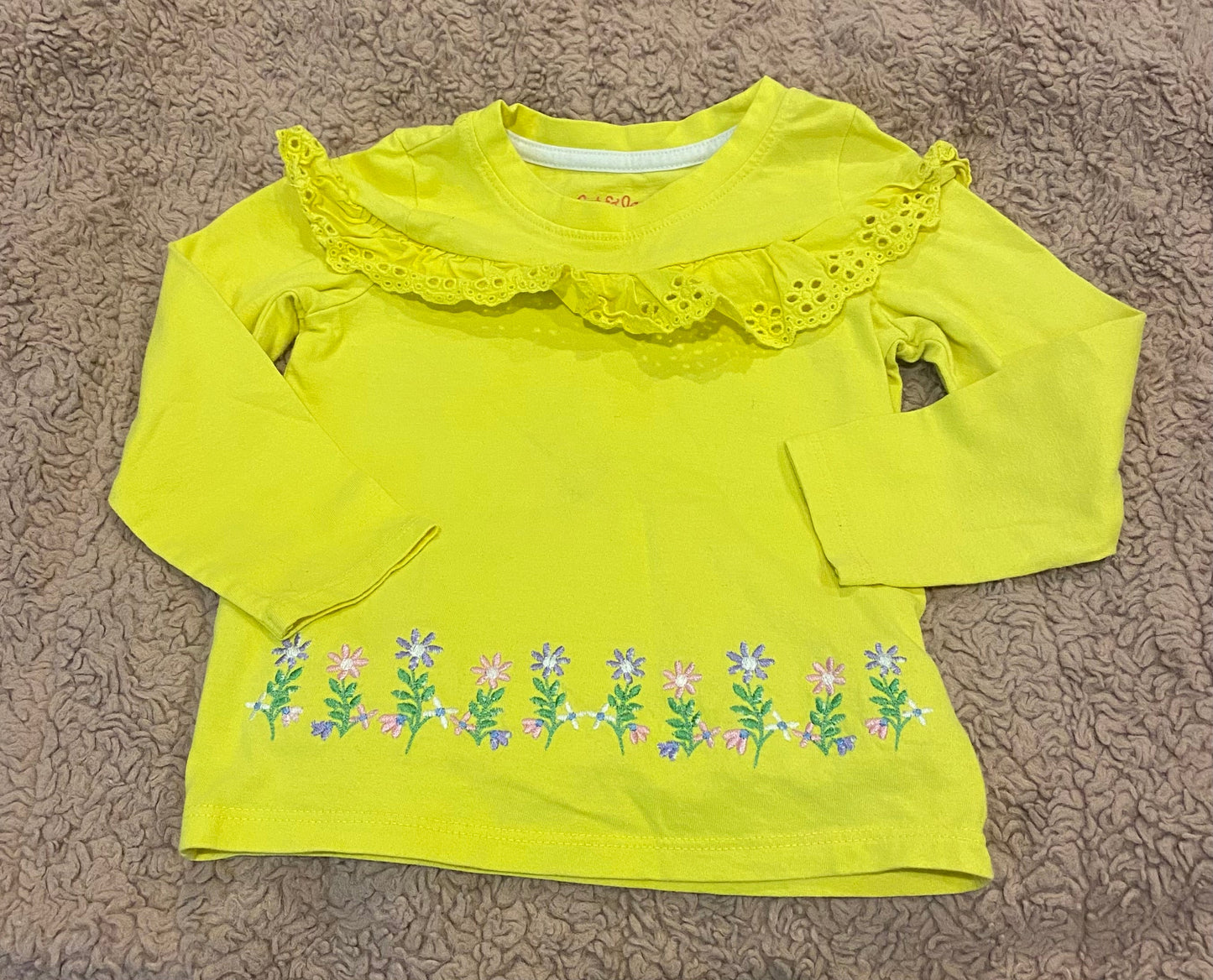 Seller #191 2t Cat & Jack Yellow Ruffle Floral Long Sleeve Shirt